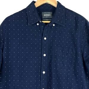 Bonobos Button Up Blue/White Dots Slim Fit Smart Cotton Men's Shirt Large